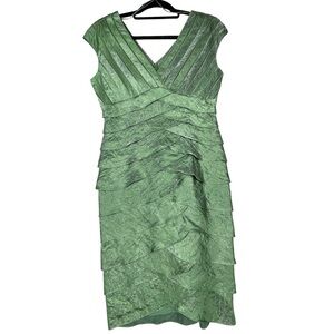 Adrianna Papell Occasions Shimmering Tiered Ruffled Cocktail Formal Dress - Sz 6